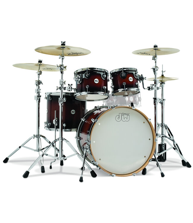 DW Design Series 4-Piece Maple Shell Pack, Tobacco Burst w/Chrome Hardware