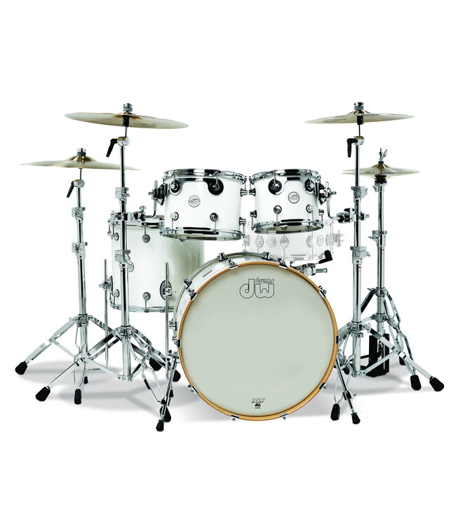 DW Design Series 4-Piece Maple Shell Pack, Gloss White w/Chrome Hardware