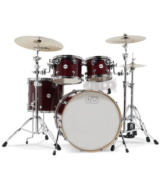 Drum Workshop DW Design Series 4-Piece Maple Shell Pack, Cherry Stain w/Chrome Hardware