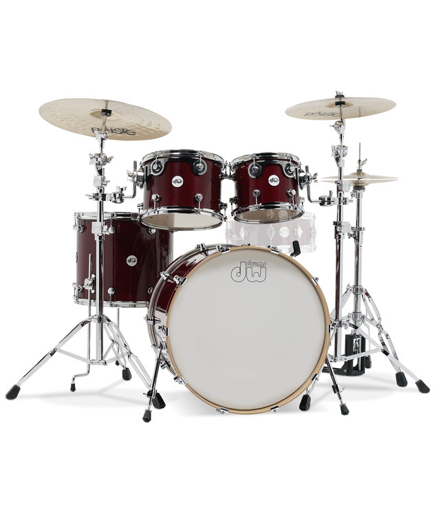 DW Design Series 4-Piece Maple Shell Pack, Cherry Stain w/Chrome Hardware
