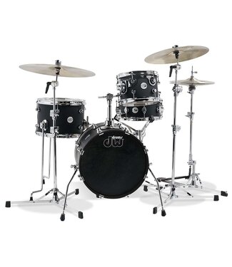 DW DW Design Series Mini Pro 4-Piece Maple Shell Pack, Black Satin w/Chrome Hardware