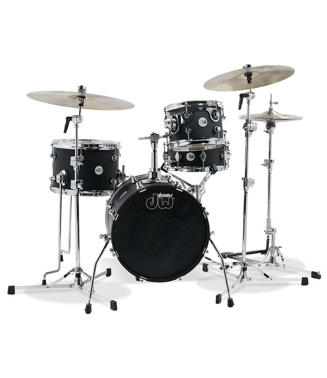 DW Design Series Mini Pro 4-Piece Maple Shell Pack, Black Satin w/Chrome Hardware