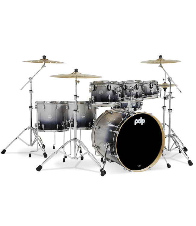 PDP Concept Series 7-Piece Maple Shell Pack, Silver to Black Fade Lacquer