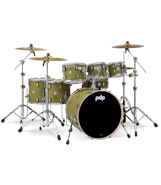 PDP Concept Series 7-Piece Maple Shell Pack, Satin Olive FinishPly