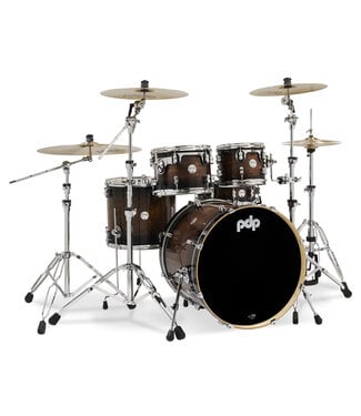 PDP PDP Concept Series 5-Piece Maple Exotic Shell Pack, Walnut to Charcoal Burst w/Chrome Hardware; 8x10, 9x12, 14x16, 18x22, 5.5x14