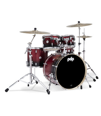 PDP PDP Concept Maple 5-Piece Shell Pack, Red to Black Fade Lacquer w/Chrome Hardware; 8x10, 9x12, 14x16, 18x22, 5.5x14