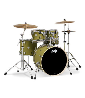 PDP PDP Concept Maple 5-Piece Shell Pack, Satin Olive Finish Ply w/Chrome Hardware; 8x10, 9x12, 14x16, 18x22, 5.5x14