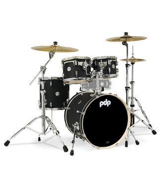 PDP PDP Concept Maple 4-Piece Fusion Shell Pack, Satin Black Finish Ply w/Chrome Hardware; 8x10, 9x12, 14x14, 16x20