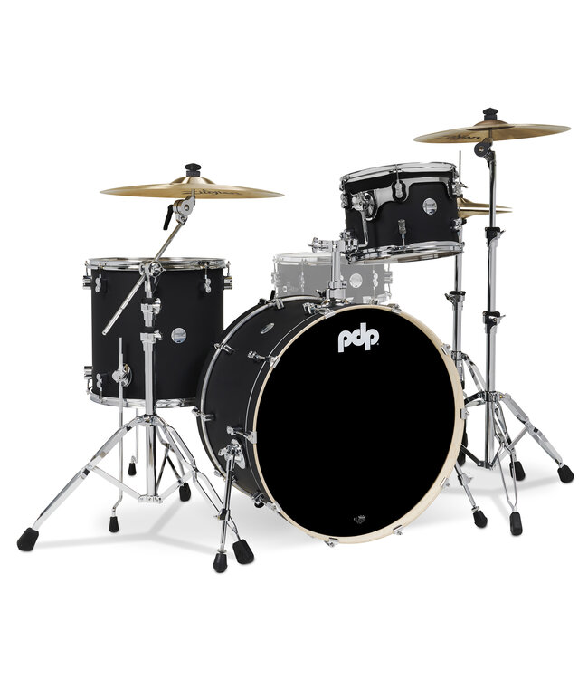 PDP Concept Maple Series 3-Piece Rock Shell Pack, Satin Black Lacquer
