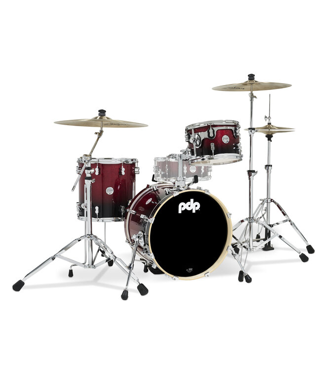 PDP Concept Maple Series 3-Piece Bop Shell Pack, Red/Black Fade Lacquer