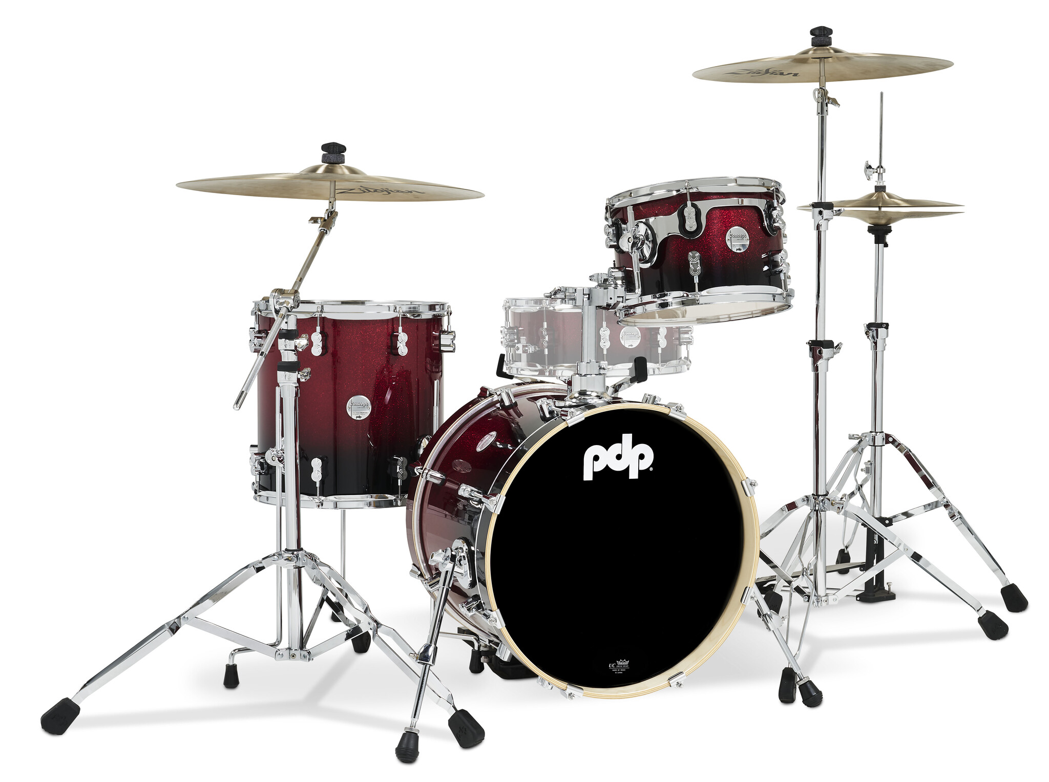 PDP PDP Concept Maple Series 3-Piece Bop Shell Pack, Red/Black Fade ...