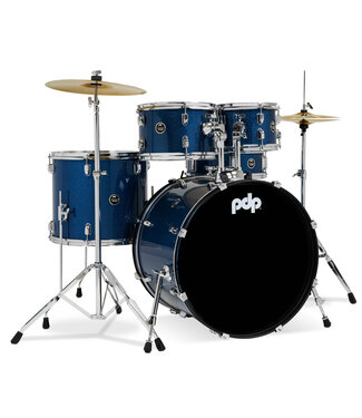 PDP PDP Center Stage Royal Blue Sparkle 5pc Kit 7x10, 8x12, 14x16F, 16x22, 5x14 Snare. Hardware, Cymbals & Throne Included