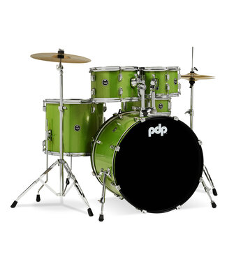 PDP PDP Center Stage Electric Green Sparkle 5pc Kit 7x10, 8x12, 14x16F, 16x22, 5x14 Snare. Hardware, Cymbals & Throne Included
