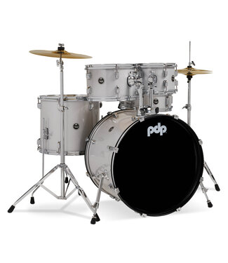 PDP PDP Center Stage Diamond White Sparkle 5pc Kit 7x10, 8x12, 14x16F, 16x22, 5x14 Snare. Hardware, Cymbals & Throne Included