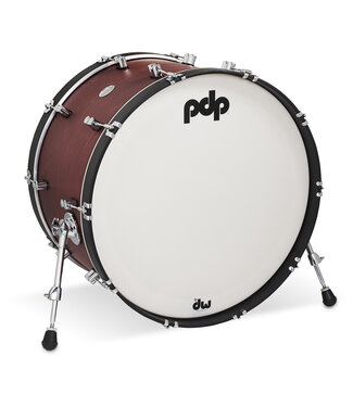 PDP PDP Concept Classic 14x24 Ox Blood Stain Kick Drum with Ebony Stain Hoops