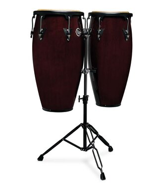 LP LP Aspire 11-inch and 12-inch Conga Set with Double Stand - Dark Wood