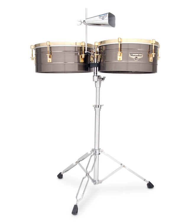 LP Matador M257-BNG 14" and 15" Timbales - Brush Nickel with Gold Hardware