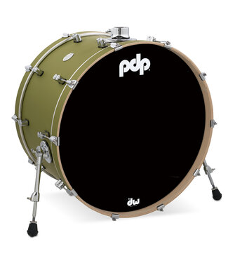 PDP PDP Concept Series Maple Bass Drum, 14x24, Satin Olive Finish Ply w/Chrome Hardware