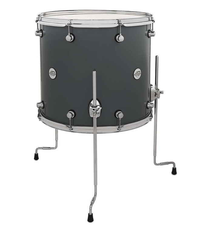 DW Design Series Maple Floor Tom, 16x18, Steel Gray Lacquer w/Chrome Hardware