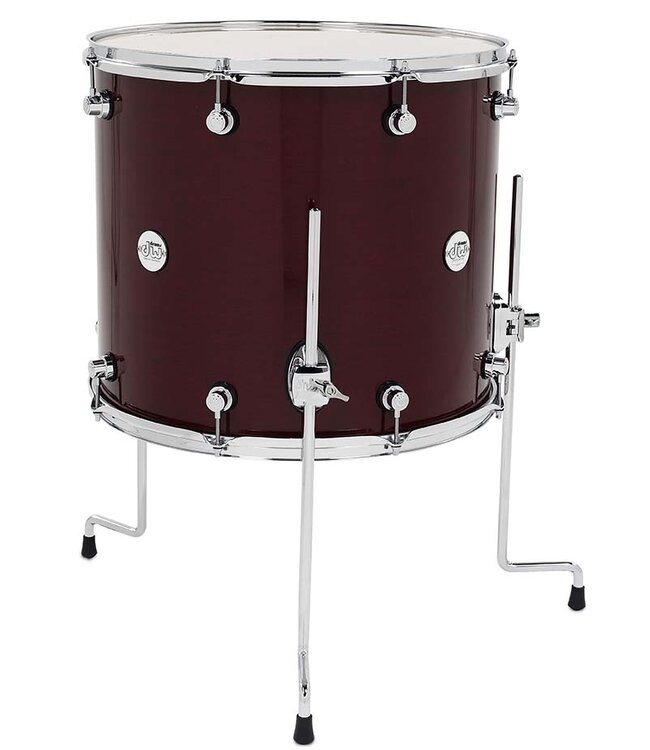 DW Design Series Maple Floor Tom, 16x18, Cherry Stain Gloss Lacquer w/Chrome Hardware