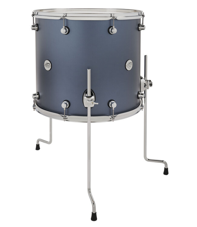 DW Design Series Maple Floor Tom, 16x18, Blue Slate Lacquer w/Chrome Hardware