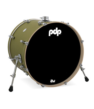 PDP PDP Concept Series Maple Bass Drum, 18x22, Satin Olive Finish Ply w/Chrome Hardware