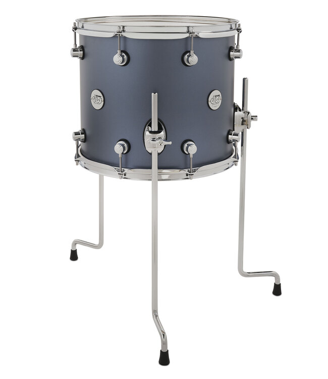 DW Design Series Maple Floor Tom, 12x14, Blue Slate Lacquer w/Chrome Hardware