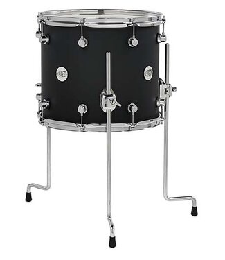 DW DW Design Series Maple Floor Tom, 12x14, Black Satin Lacquer w/Chrome Hardware