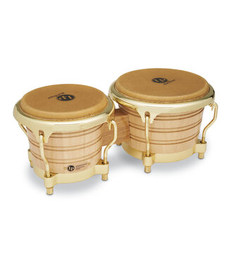 LP Latin Percussion LP201AX-2AW 7-1/4-inch and 8-5/8-inch Generation II Bongos - Natural with Gold Hardware