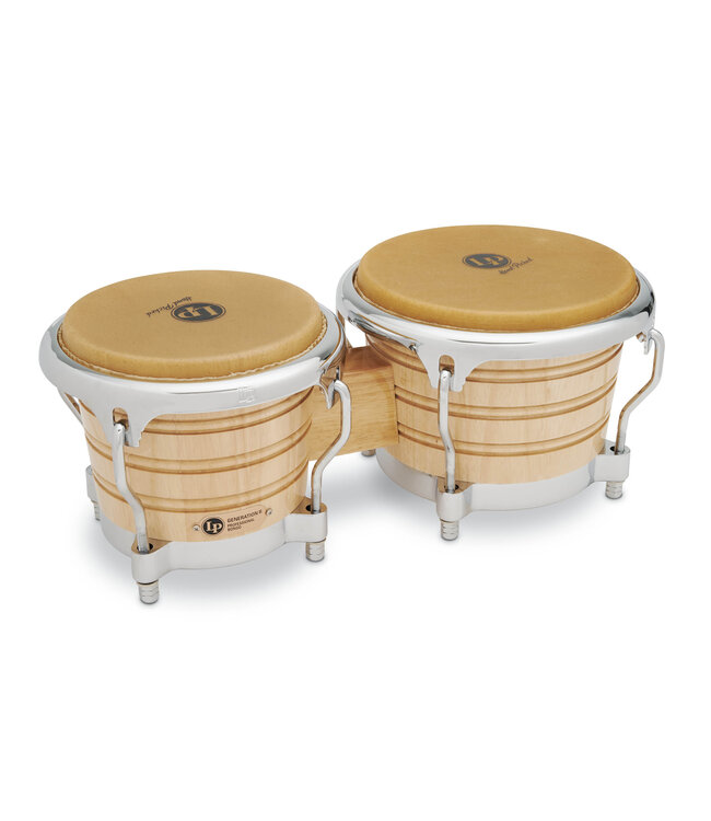 Latin Percussion LP201AX-2 7-1/4" and 8-5/8" Bongos - Natural with Chrome Hardware