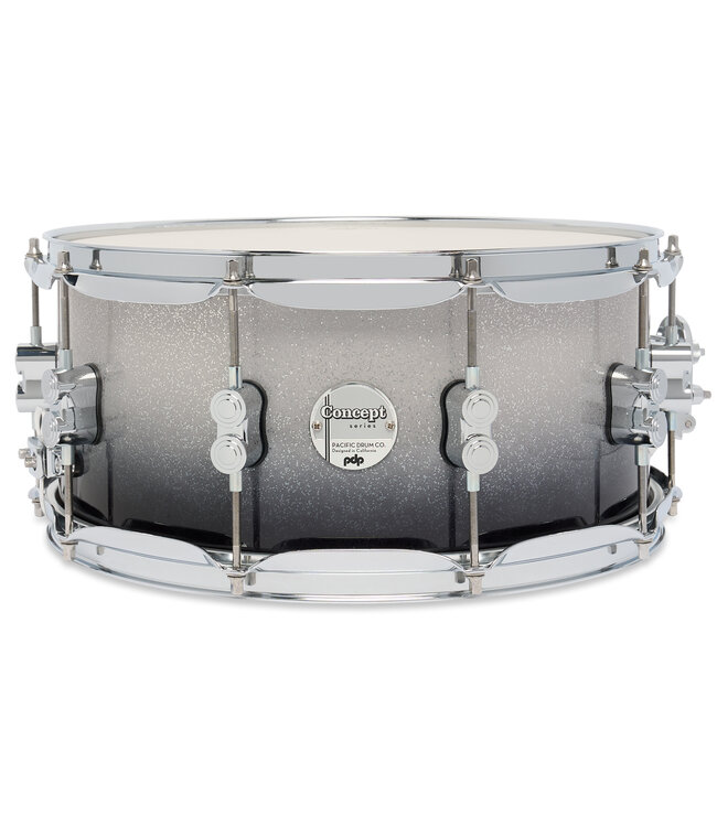 PDP Concept Maple 6.5x14 Silver to Black Sparkle Fade Lacquer Snare