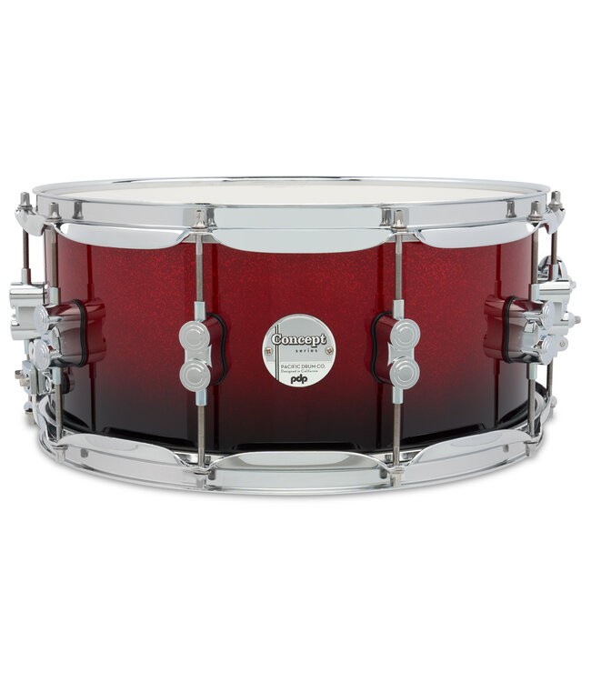 PDP Concept Maple 6.5x14 Red to Black Fade Lacquer Snare