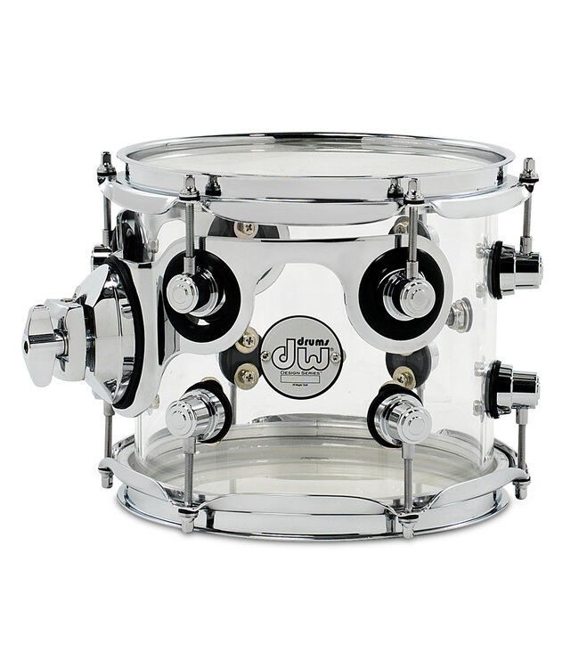 DW Design Series Acrylic Suspended Tom, 7x8, Clear w/Chrome Hardware