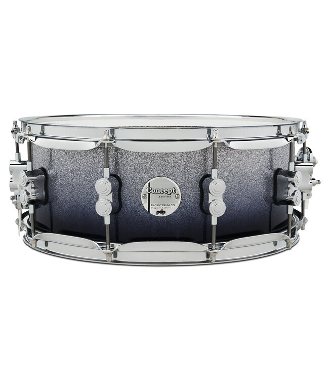 PDP Concept Maple 5.5x14 Silver to Black Sparkle Fade Lacquer Snare