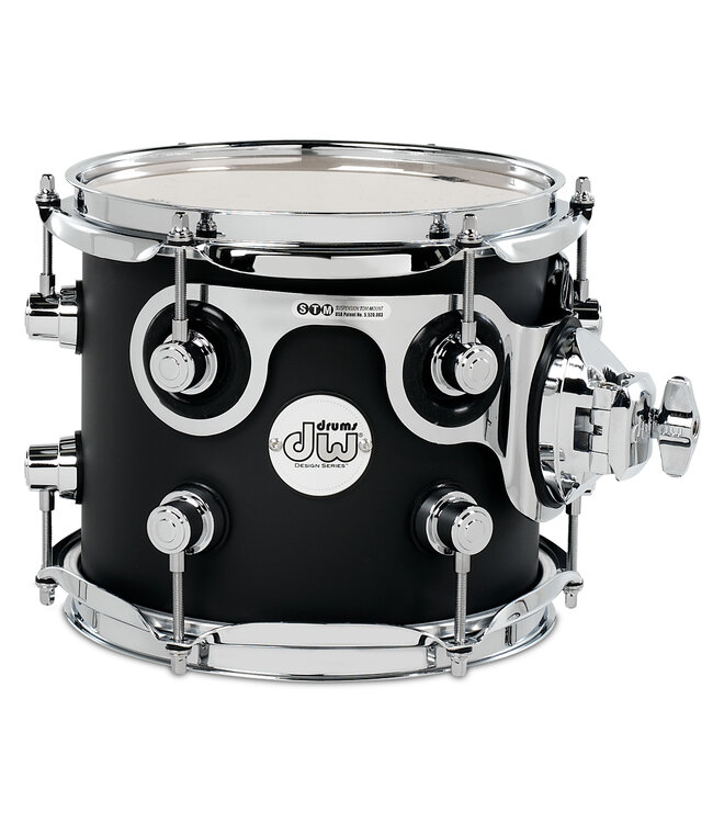 DW Design Series Maple Suspended Tom, 7x8, Black Satin Lacquer w/Chrome Hardware