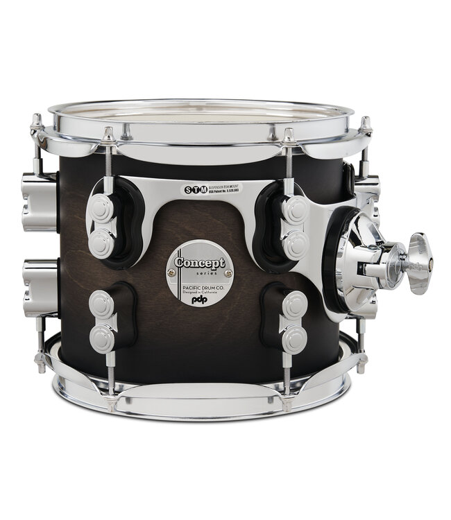 PDP Concept Maple 7x8 Suspended Tom Satin Charcoal Burst Lacquer with Chrome Hardware