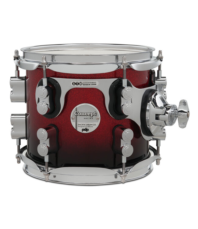 PDP Concept Maple 7x8 Suspended Tom Red to Black Fade Lacquer with Chrome Hardware