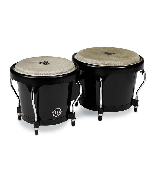 Latin Percussion LP Aspire LPA601F-BK Bongo Set Fiberglass Black with Black Hardware