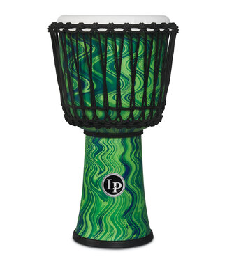 LP Latin Percussion 10-inch Rope Tuned Circle Djembe with Perfect-Pitch head - Green Marble