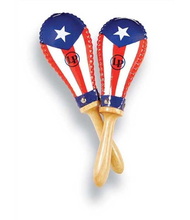 LP Salsa Rawhide Maracas Puerto Rico Flag, Pair