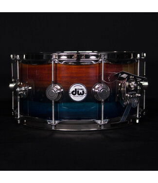DW DW 14" x 6.5" Collector's Series Exotic Snare Drum, Horizontal Paduk, Natural to Royal Fade, Nickel HW