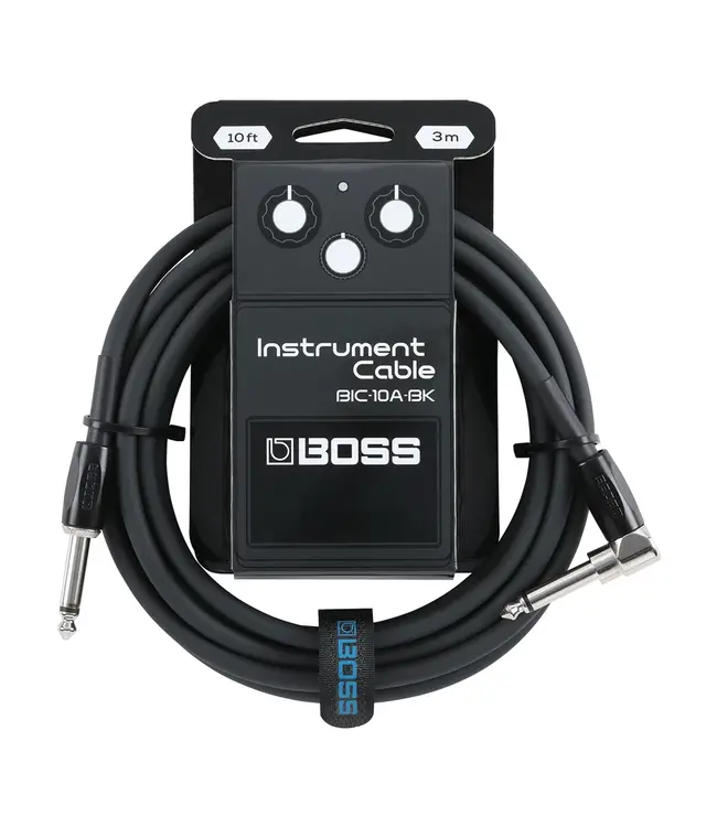 BOSS 10 Foot Instrument Cable Black, Straight/Angled - Black