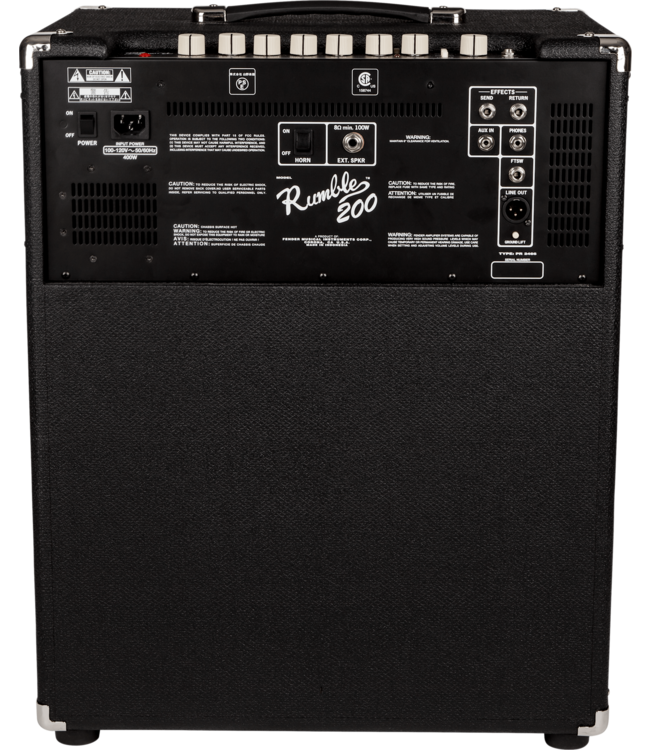 Fender Rumble 200 V3 Bass Amp Combo, Black/Silver