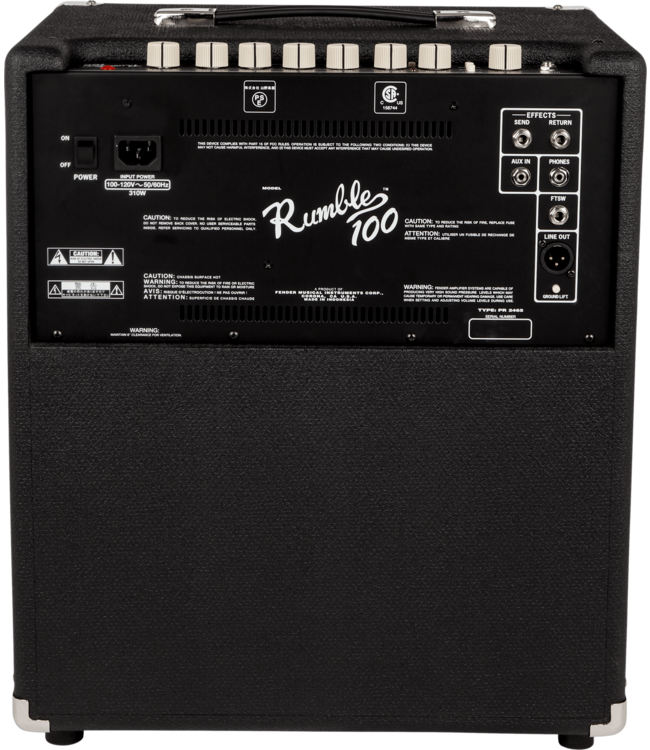 Fender Rumble 100 V3 Bass Amp Combo, Black/Silver