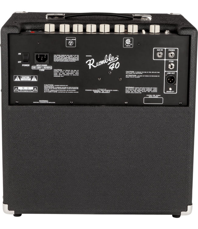 Fender Rumble 40 V3 Bass Amp Combo, Black/Silver