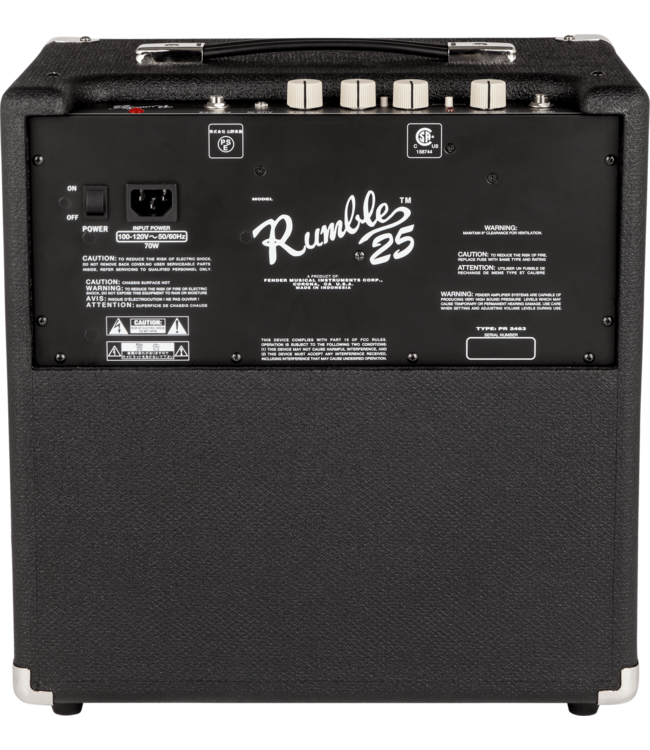 Fender Rumble 25 V3 Bass Amp Combo, Black/Silver