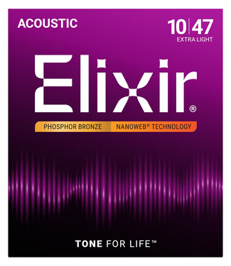 Elixir Elixir Nanoweb Acoustic Phosphor Bronze Strings, Extra Light 10-47