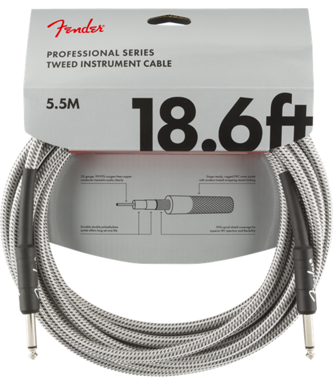 Fender Professional Series Instrument Cable, White Tweed - 18.6 Foot