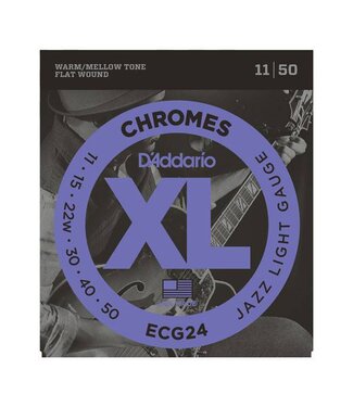 D'Addario D'Addario ECG24 Chromes Flat Wound Electric Guitar Strings, Jazz Light, 11-50