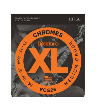 D'Addario D'Addario ECG26 Chromes Flat Wound Electric Guitar Strings, Medium, 13-56